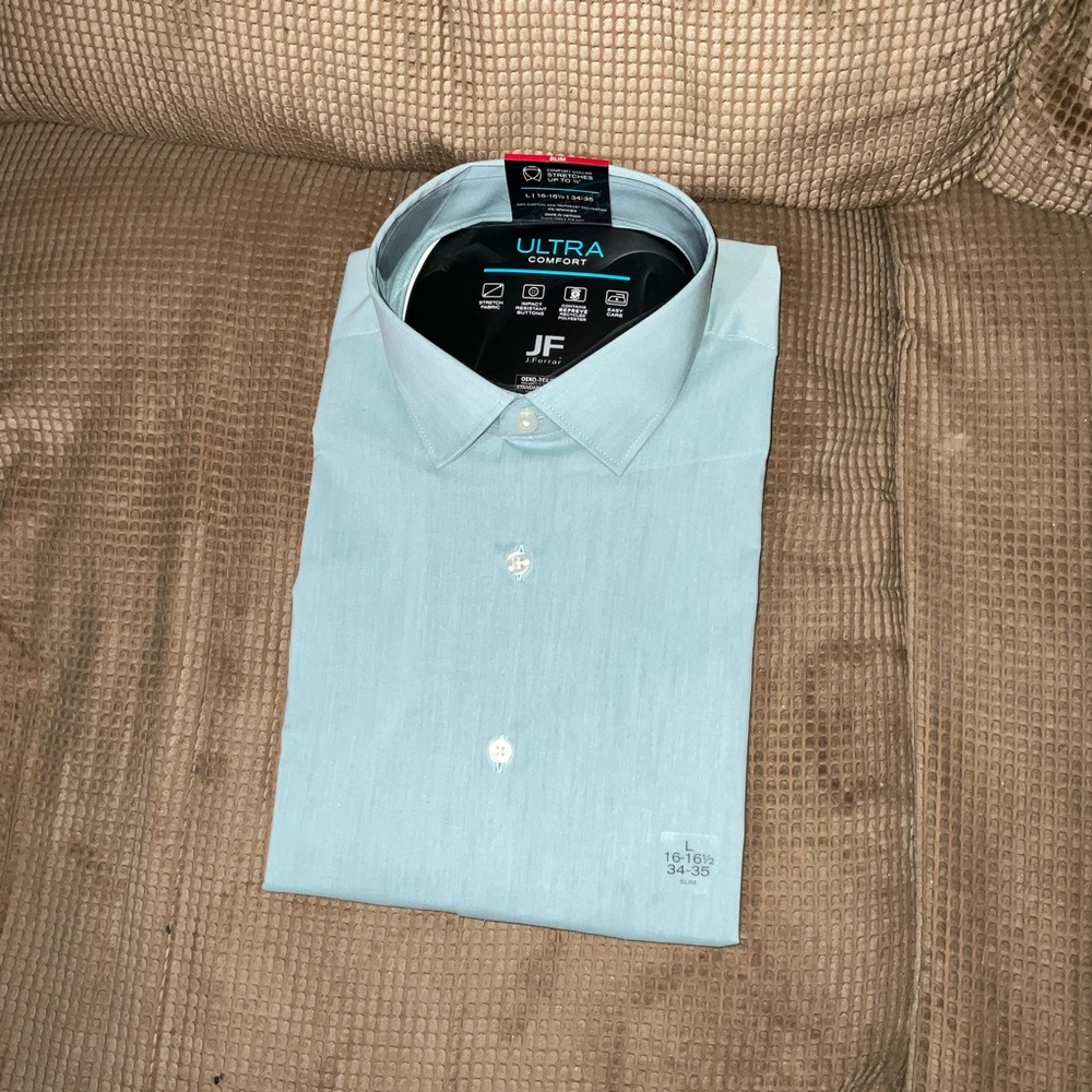 ULTRA COMFORT LONG SLEEVES STRETCHES SAGE GREEN..L16-16-1/2- 34-35